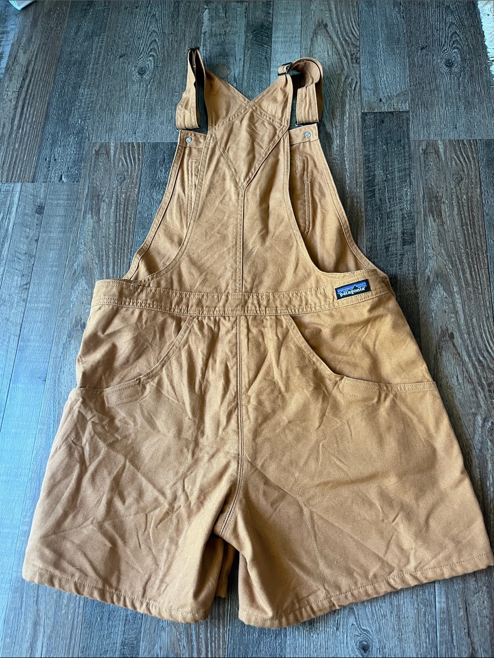 NWOT Patagonia Workwear Caramel Brown Short Overalls Romper - Picture 2 of 7